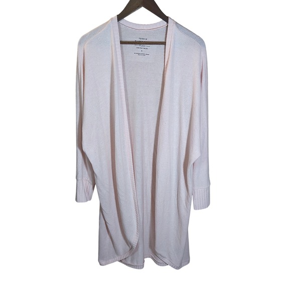 Torrid Super Soft Plush Cardigan 1X Blush Pink Open Front Lightweight Sweater - Picture 1 of 7